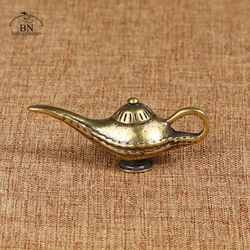 Creative Aladdin Lamp Car Key Chains Pendants Vintage Copper Light Keychains Women Bag Hanging Jewelry Key Rings Brass Ornaments
