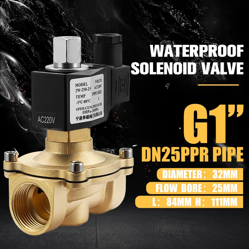 

1-1/4'' 1-1/2'' 1'' Control Valve AC220V DN25/32/40 Normally Closed Brass Solenoid Valve For Outdoor Water Oil Air Gas