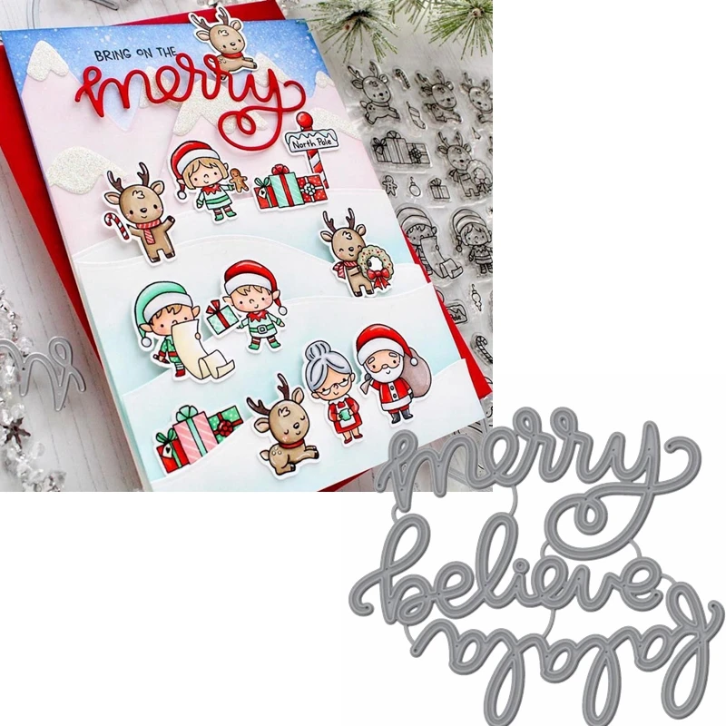 Merry Believe Lalala Xmas Words Metal Cutting Dies Stencils Xmas Words Die Cut For Card Making DIY New2019 Crafts Cards