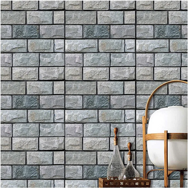 

Faux Foam Bricks 3D Wall Panels Paper Peel and Stick Wallpaper for Living Room Bedroom Background Wall Decoration Waterproof