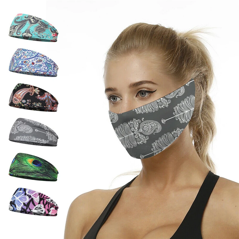 Women's Sweatband Sports Headband Elastic Yoga Running Headbands Outdoor Sport Headwrap Fitness Safety Headwear Sweat Hair Band