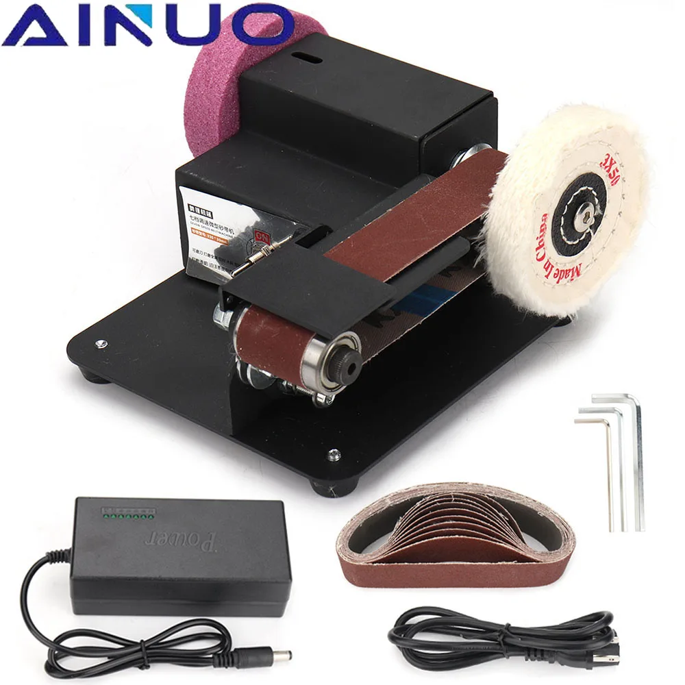 Multifunctional Grinder Mini Electric Belt Sander DIY Polishing Grinding Machine Cutter Edges Sharpener 7-Speed Adjustment Edges