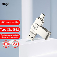 Aigo 32GB 64GB 128GB 256GB Type-C USB3.1 Mobile U Disk U356 High Speed Transmission Silver Mobile Computer Dual Interface