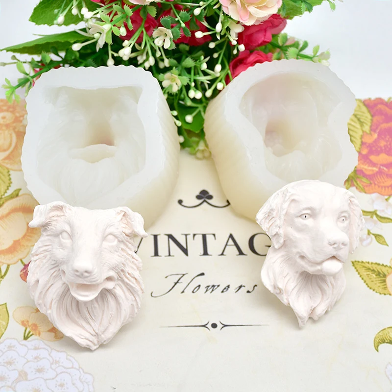 1Pc Dog Head Shape Aroma Plaster Crafts Mould DIY Candle Soap Mold For Home Car Decoration Chocolate Candy Baking Tools