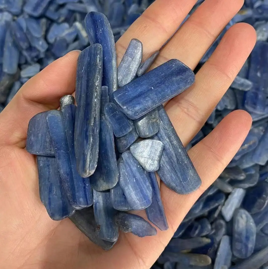 Natural Kyanite Quartz Polished Thin SliceShape Blue Color Crystals Tumbled Gravel Cyanite gemstone Healing