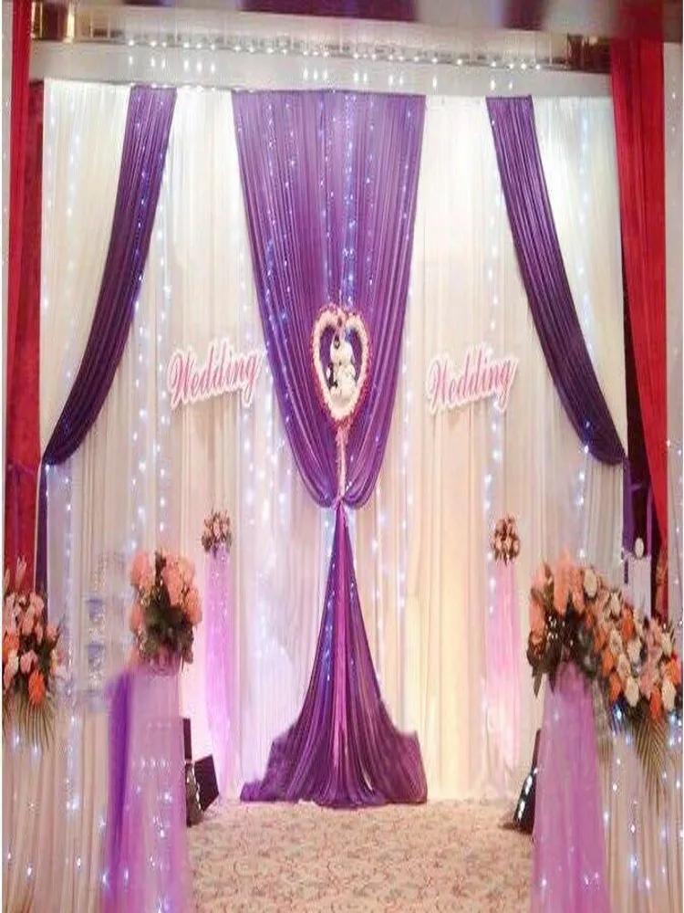 

3*6m Wedding Party Stage Celebration Background Satin Curtain Drape Pillar Ceiling Backdrop Marriage decoration