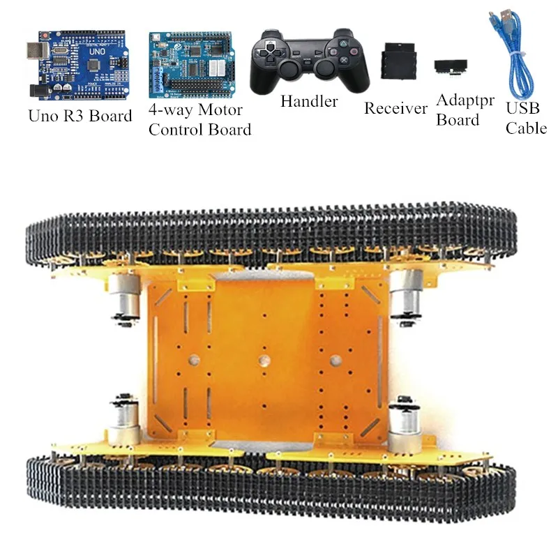 Wifi Control Metal Tank Chassis Handle Control 4-motor Robot Crawler Track Chain Car Vehicle Mobile Platform Heavy Load T800