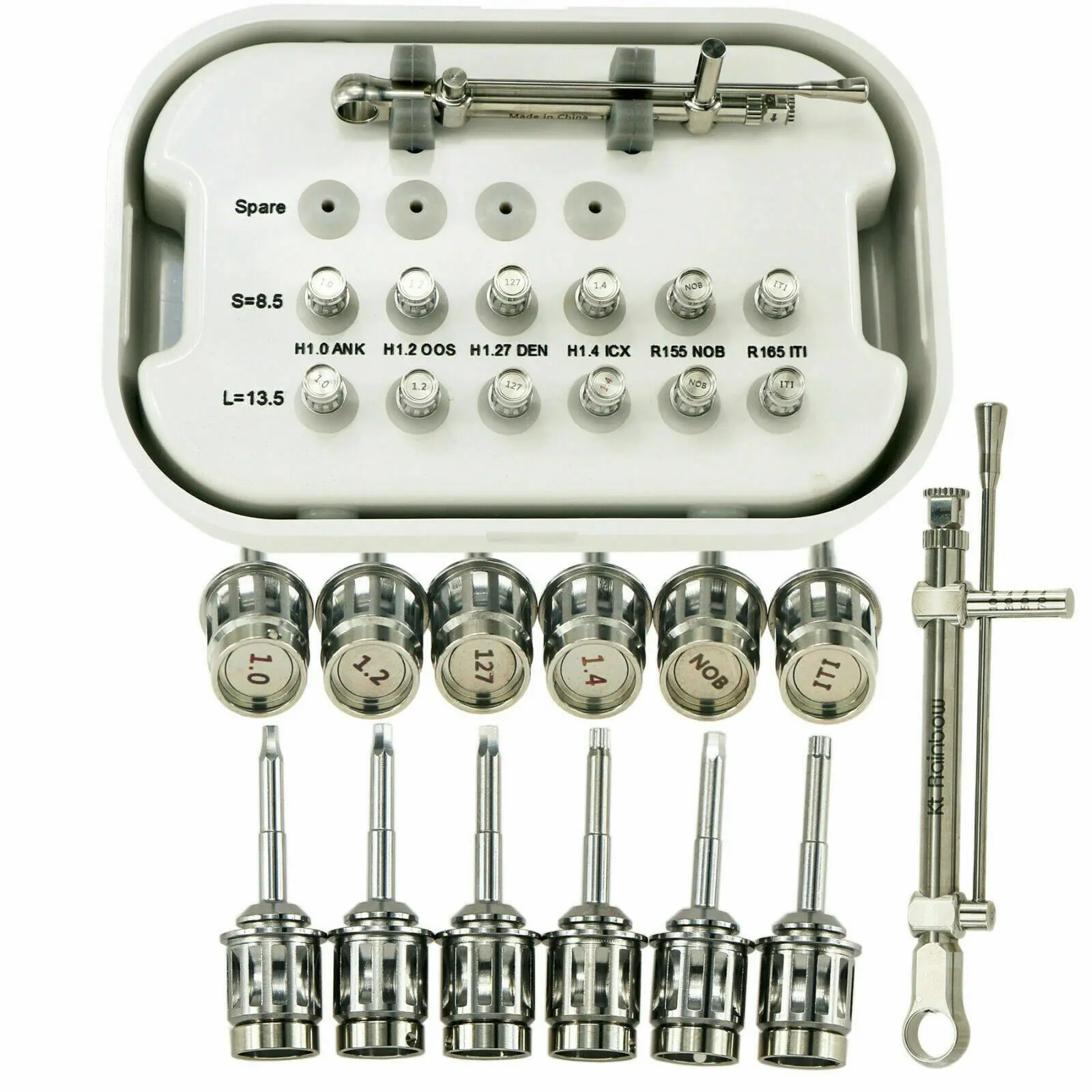 

1Box/Kit Dental SS Implant Abutment Hand Hex Screw Driver Torque Wrench Ratchet Long Short