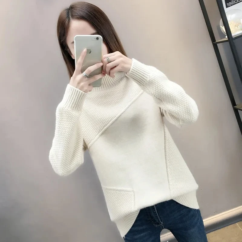 

Spring Half Turtleneck Ribbed Sweater Womens Korean Style Slim Knitted Pullovers Casual Fashion Jumper Tops 2024 New Arriva