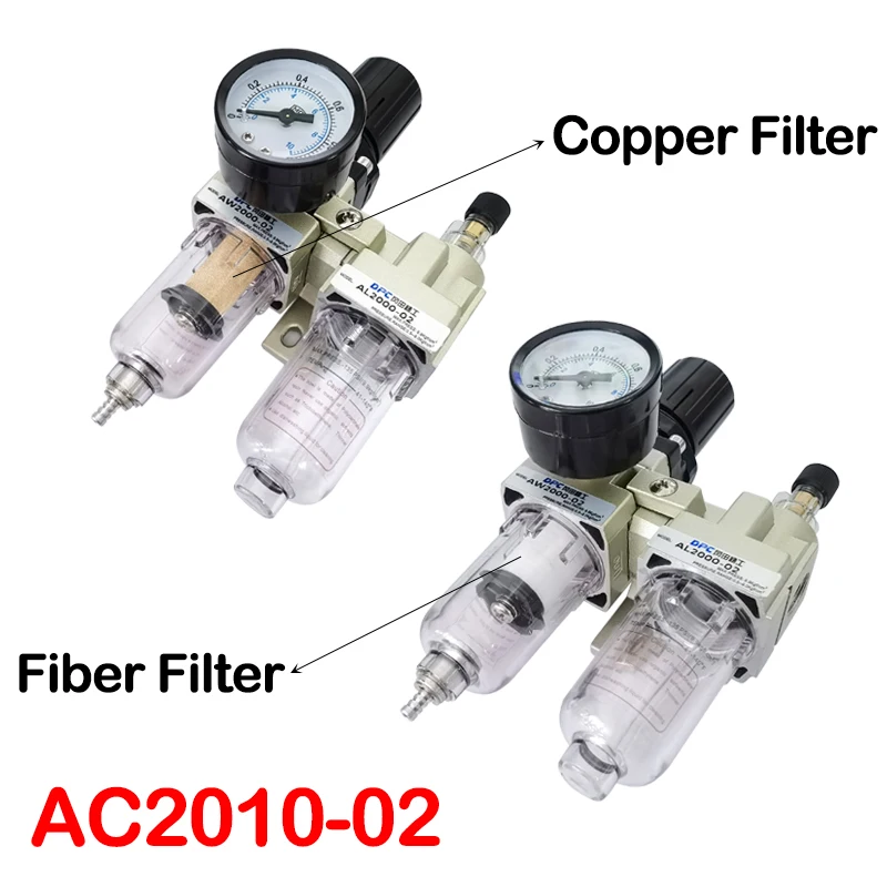 Metallic AC2010-02 AC3010-03 AC4010-04 Pneumatic Pressure Regulator Oil Water Separator Manual Drainage Compressor Air Filter.