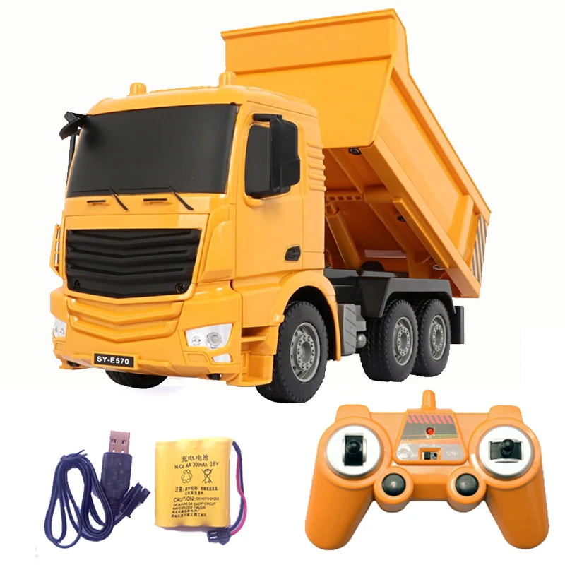 2.4G RC Car Dump Truck Boys Birthday Gift Remote Control Engineering Tipper Truck Model Beach Toy for Children