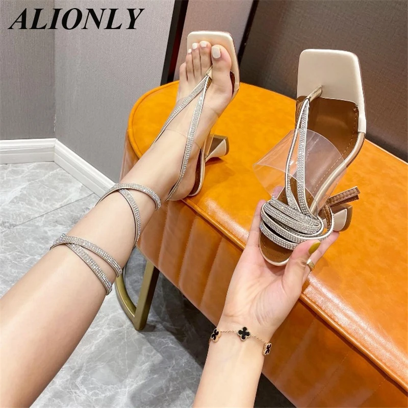 Alionly Strange Style Shoes for Women 2023 Summer Fall Best Street Look Females Square Head Open Toe Clip-On Strappy Sandals