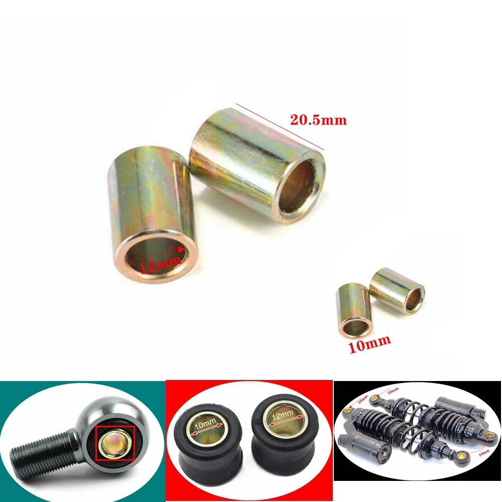 4 pcs Universal Motorcycle Scooter Rear Shock Absorber Bushing Fixed Cushion 10mm 12mm Copper Rings Bushing Ferrule Fitting