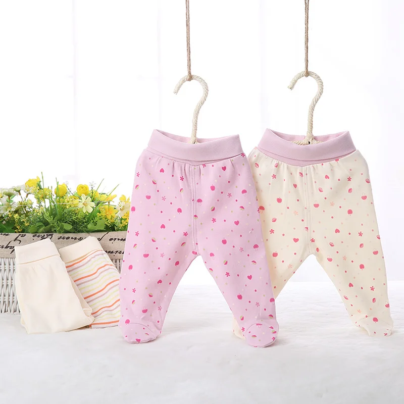 2/3 pieces newborn baby autumn clothing foot pants baby cotton high waist belly protection bottoming pantyhose boy girl pajamas