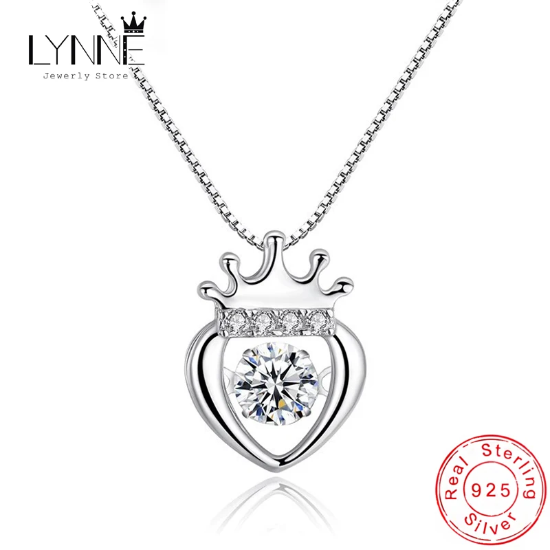 

New Fashion Can Dance Zircon Crown Heart Pendant Necklaces 925 Sterling Silver Women&Girl Jewelry Pineapple Choker Free Delivery