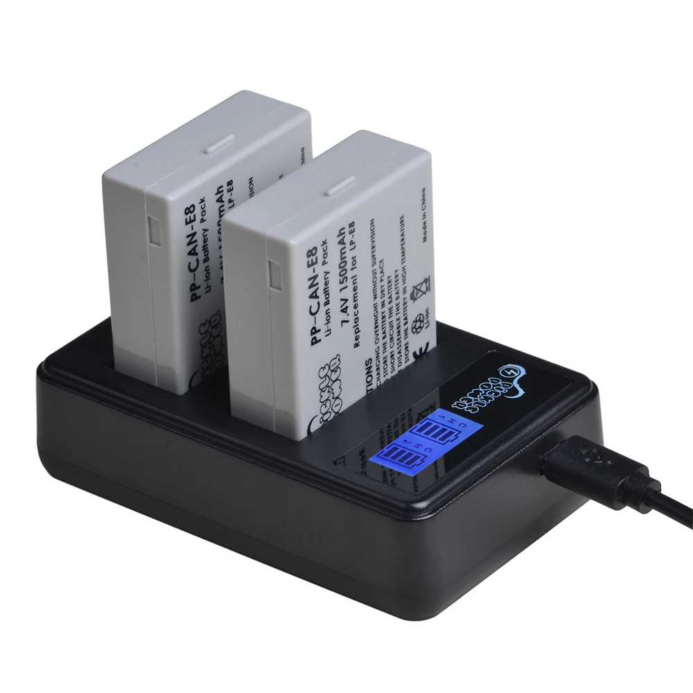 Augurk Power 1500mAh Digitale Batterij Voor Canon 550D 600D 650D 700D Rebel T2i T3i T4i T5i LP-E8 LPE8 LP E8 LCD Dual Charger