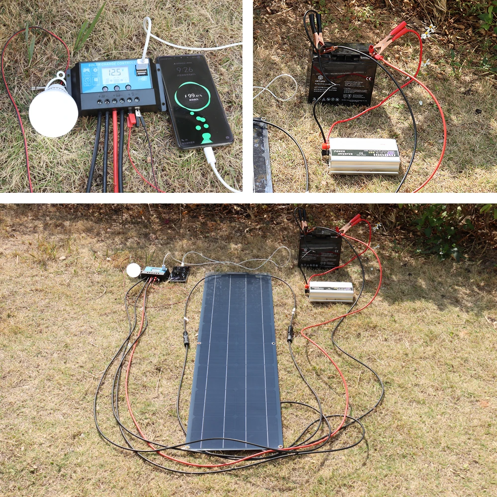 50w painel solar placa solar 12v carregador de bateria kit de alta eficiência monocrystalline à prova dwaterproof água com 12v 24v 10a controlador para carro rv campista