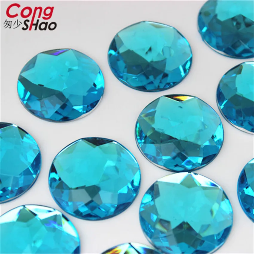 Cong Shao 20pcs 25mm Colorful Acrylic Rhinestone Round Flat Back Beads Crystal Stones DIY Costume Jewelry Accessories ZZ156