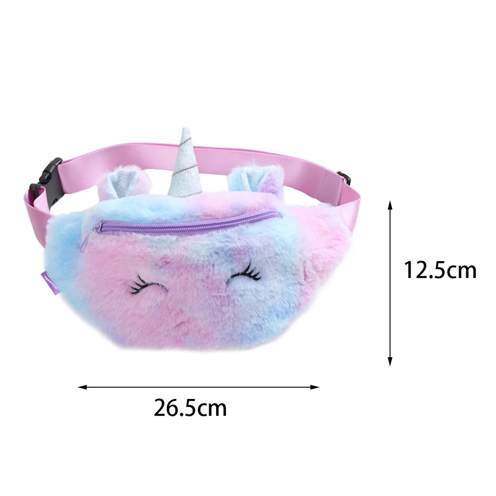 Children Cute Cartoon Rainbow Colorful Plush Waist Fanny Packs Women Small Purse Handbags Waist Chest Bag banana bag for girls