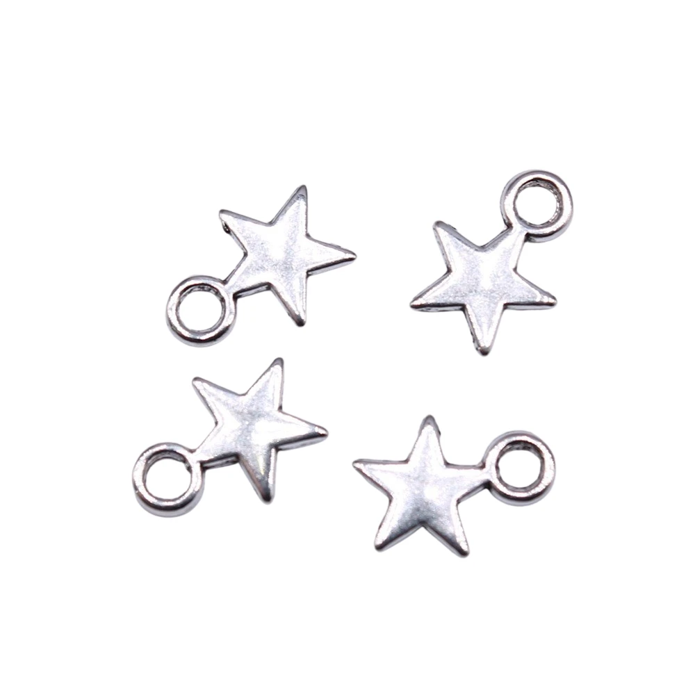 WYSIWYG 40 szt. Zawieszki 11x8mm w kształcie gwiazdek do tworzenia biżuterii, elementy do biżuterii DIY, 4 kolory, zawieszki ze stopu. — zdjęcie 2