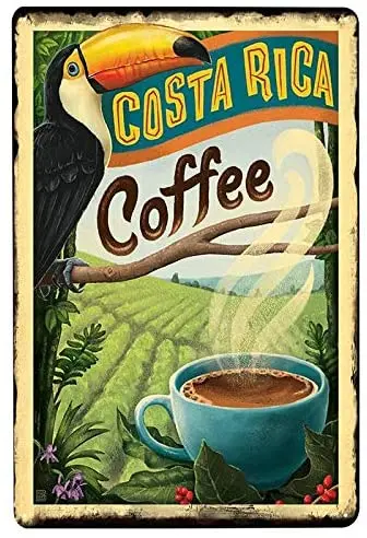 

ZMKDLL Costa Rica Coffee Plaque Metal Sign Eiffel Tower Poster Cafe Kitchen Pub Decor Coffee Corner Restaurant Outdoor Indoor