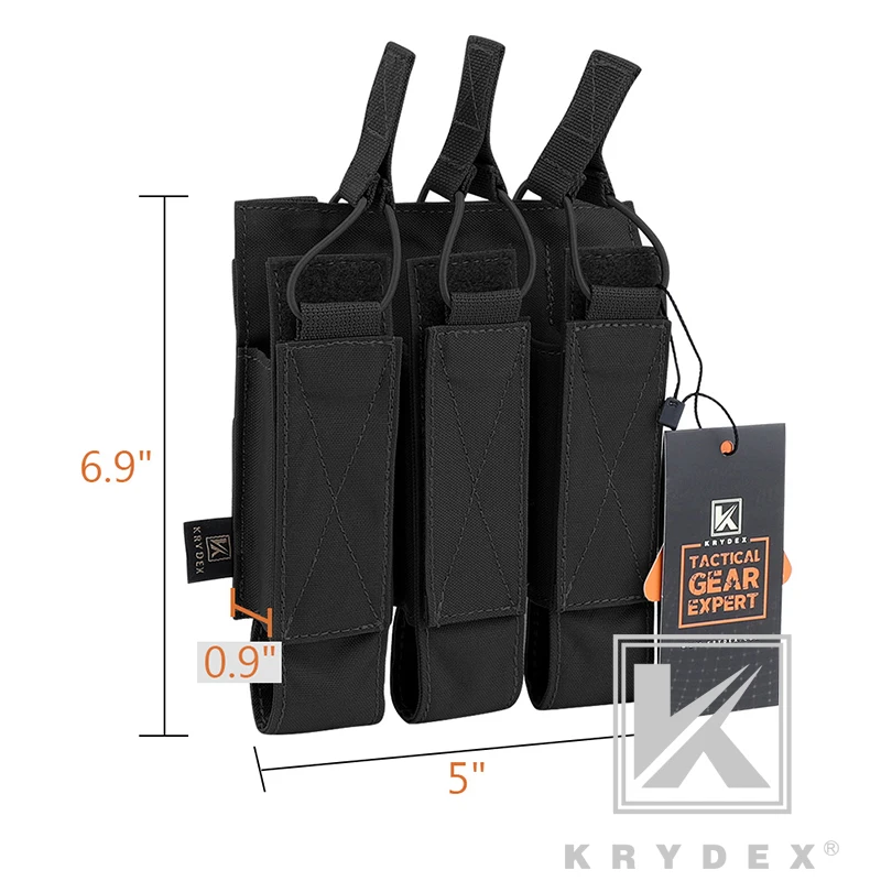 KRYDEX-bolsa táctica Modular Triple para MP5, MP7, KRISS, MOLLE, Triple parte superior abierta, SMG Mag, portador para caza al aire libre