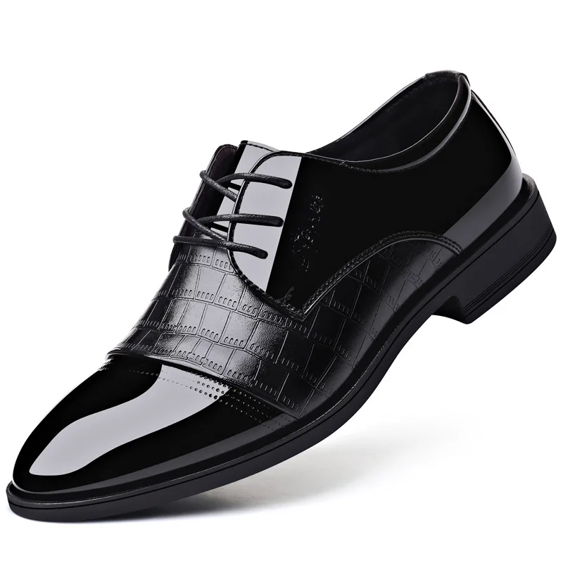 Mazefeng Brand Men\'s Leather Formal Shoes Lace Up Dress Shoes Oxfords Fashion Retro Shoes Elegant Work Footwear Men Dress Shoes