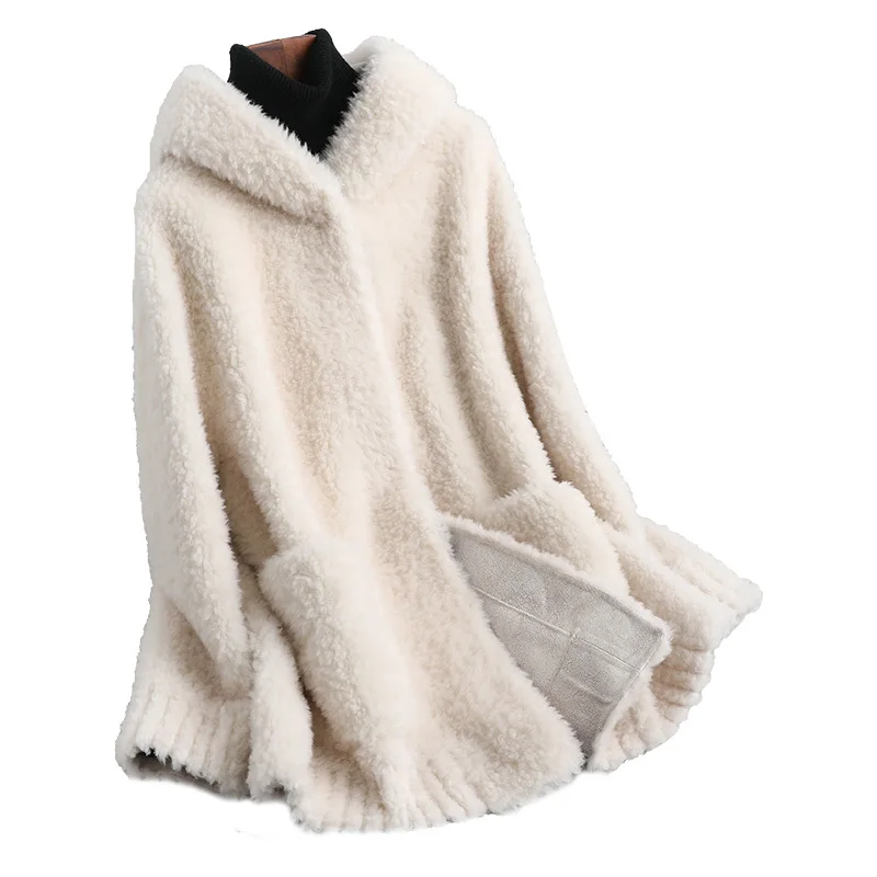 Reale Cappotto di Pelliccia Delle Donne Giacca Invernale Con Cappuccio Coreano 100% Cappotti di Pelliccia di Lana e Giubbotti Abrigos Mujer Invierno 2020 KQN52628 KJ5155