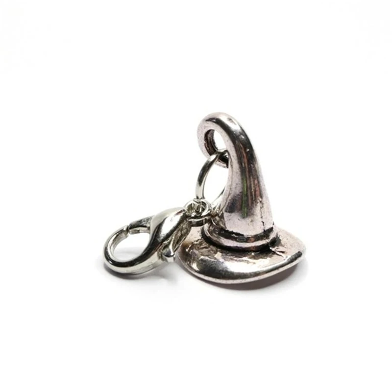 2X Antique Silver Color Witch's Hat Charm Zipper Pull