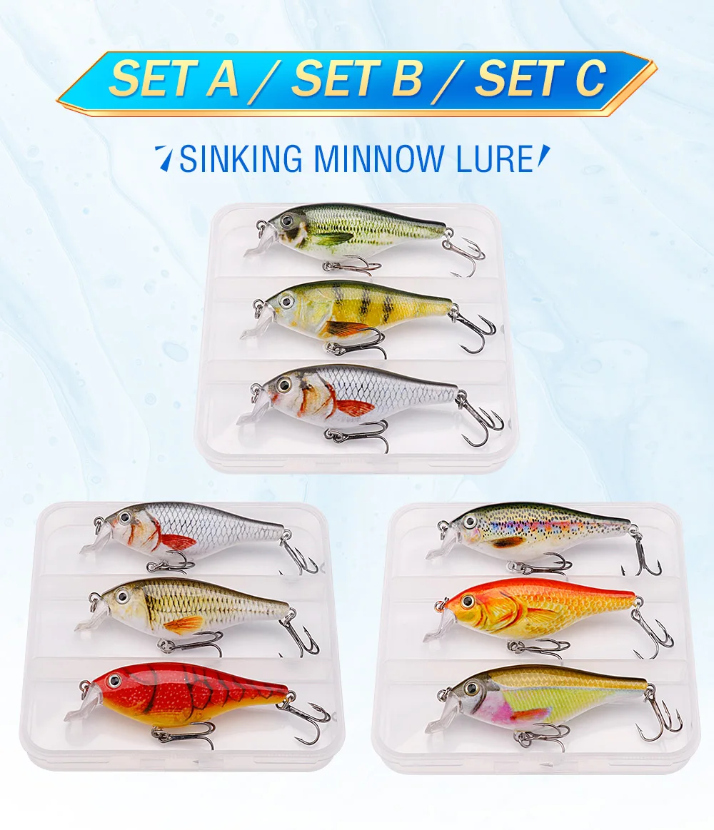 GOBASS 3 stücke 80mm 11g Jerkbait Angeln Schwimmende Minnow Köder Bass Wobbler Für Trolling Harte Künstliche Köder Crankbait Tackle kit – Detail 1