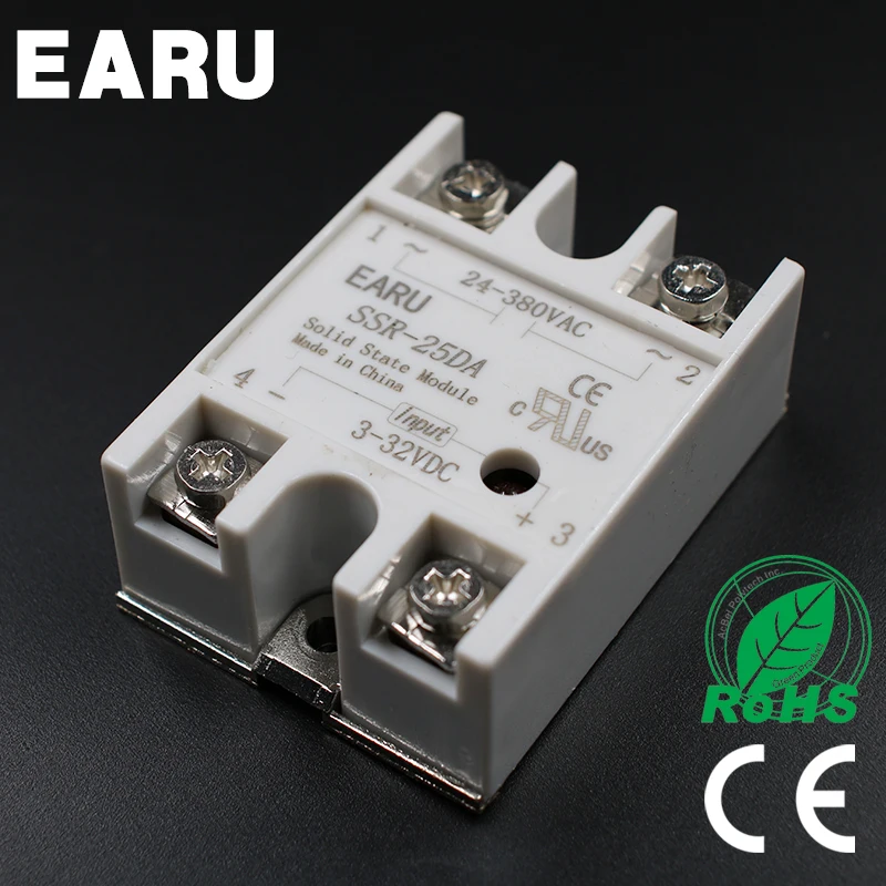 Solid State Relay Module SSR-10DA SSR-25DA SSR-40DA 10A 25A 40A DC 3-32V TO 24-380V AC SSR 10DA 25DA 40DA Voltage Transformer