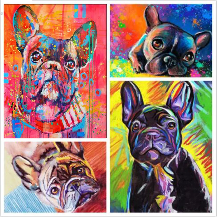 

Full Square Round Drill 5D Diy Diamond Painting French Bulldog Diamond Embroidery Dog Handmade Mosaic Art Home Decoration