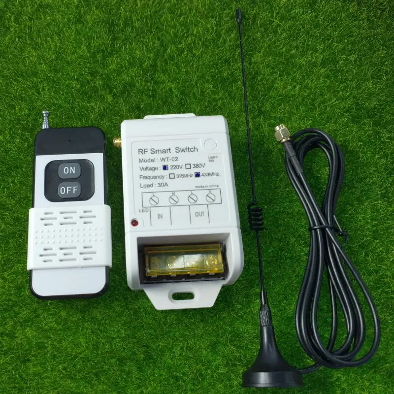 RF Wireless AC 220V Remote Control Switch 1 CH  30 A  Receiver Transmitter 315/433 MHZ  forwater pump  lighting universal