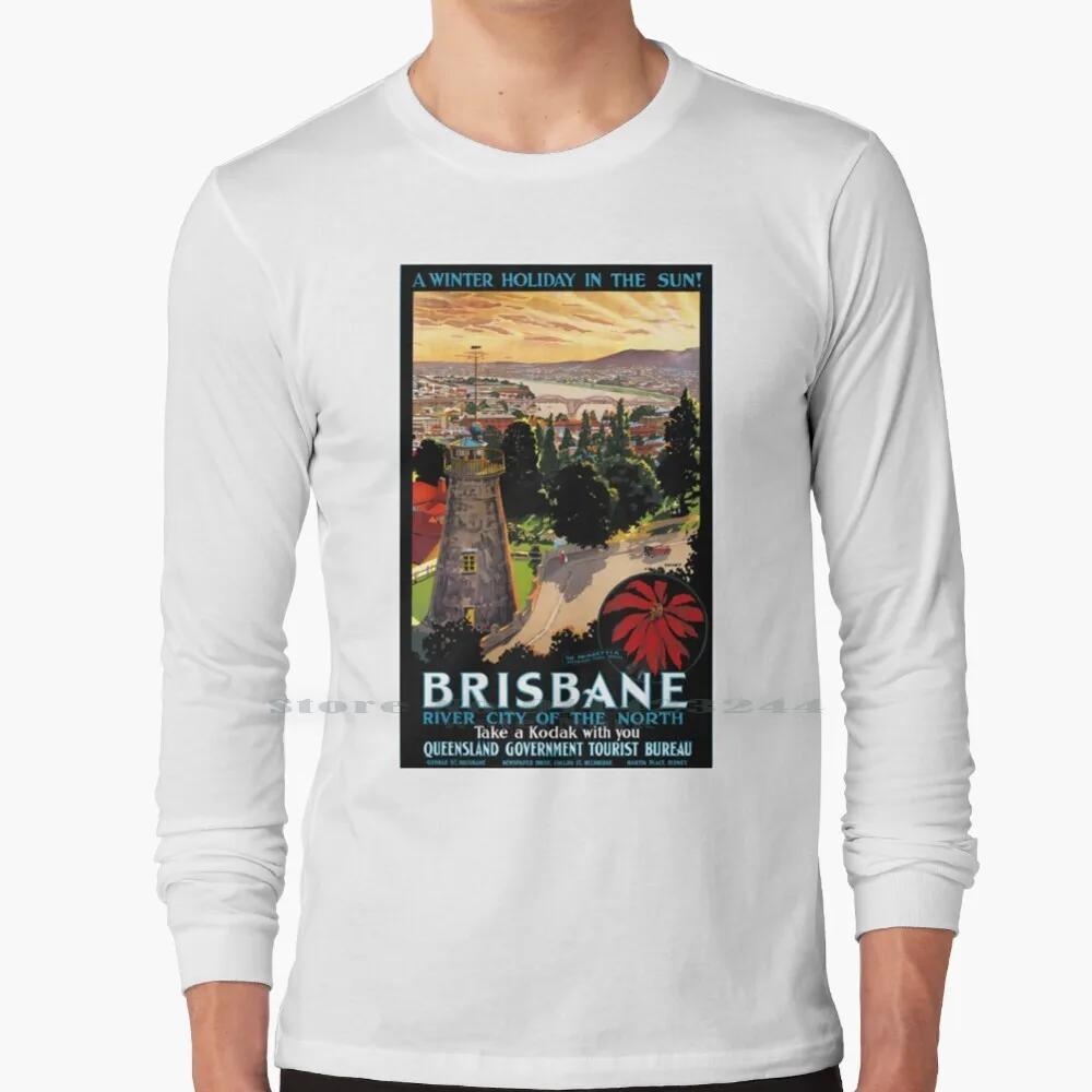 Brisbane , Australia Vintage Travel Poster Restored 100% Cotton T Shirt Vintage Travel Restored Retro Rare Tourism Tourist image 3