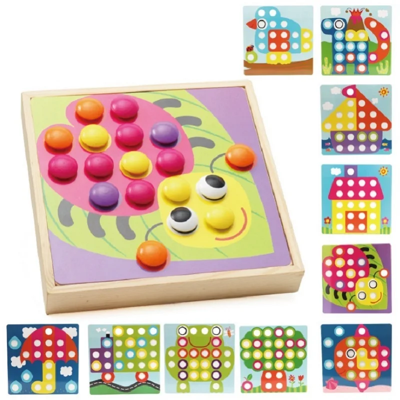 Fly AC - Button Art Set Kids Art and Activity Color Matching Mosaic Pegboard Early Educational Toys for Children Birthday gift