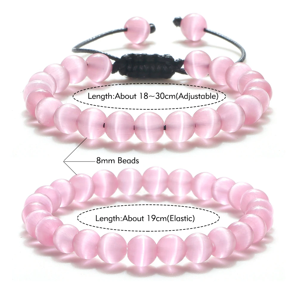 Women Cat Eye Beads Bracelet Colorful Natural Opal Stone Men Crystal Chakra Strand Stretch Bracelets&Bangles Friend Gift Jewelry