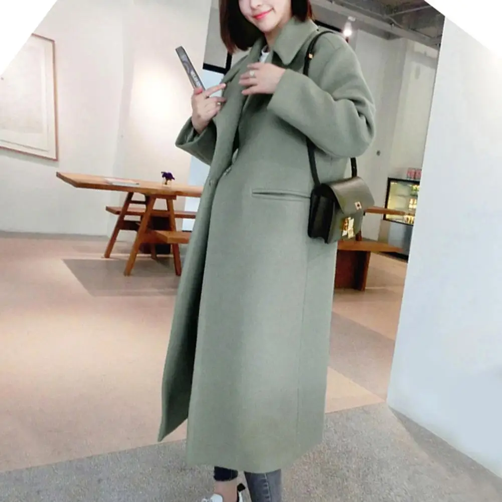 Fashion Coat Women Solid Color Thick Pocket Women Autumn Winter Warm Long Jacket Coat