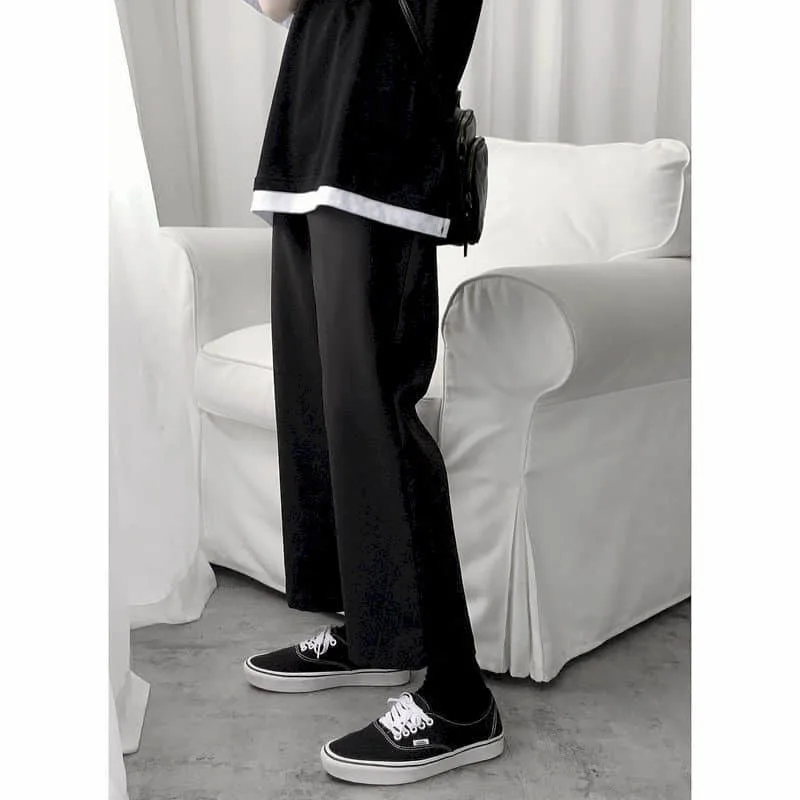 

Summer casual pants fall feeling straight trousers men women Korean trend nine-point high street loose Harem wide-leg pant