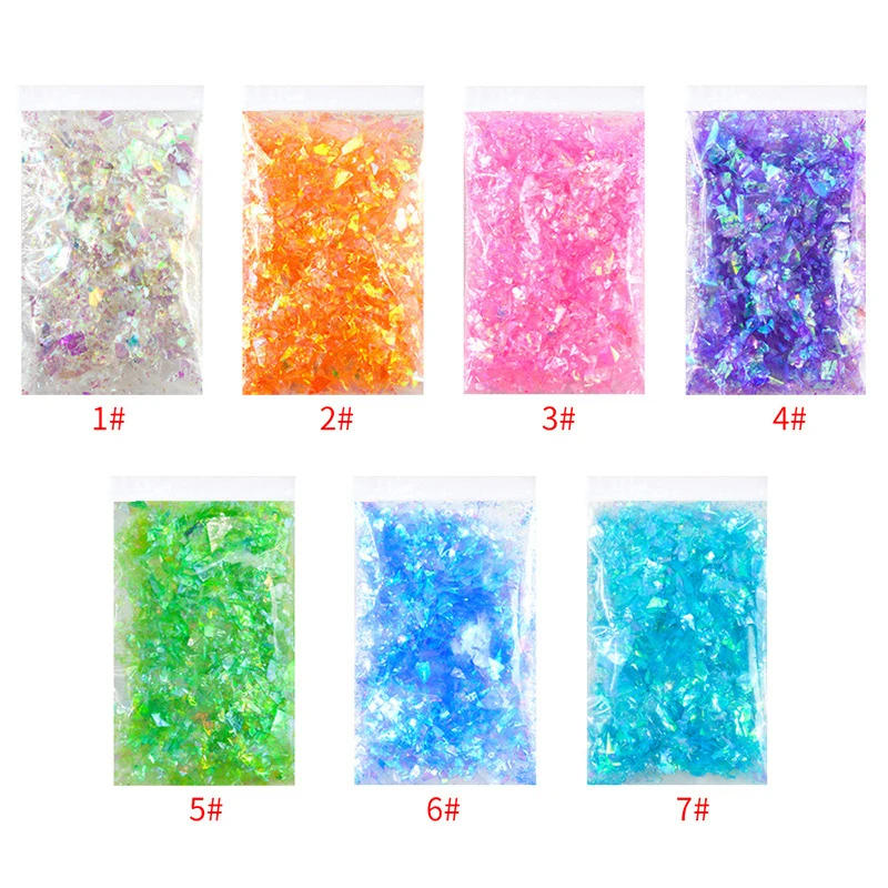 

Iridescent Glitter Sequin Flakes Colorful Fluorescent Glass Paper Resin Epoxy Manicure Accessories For DIY XIN-Shipping