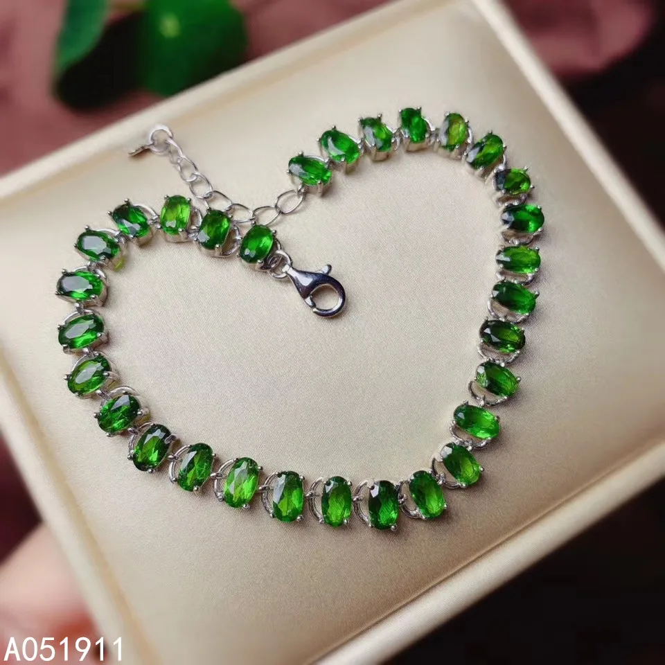 

KJJEAXCMY fine jewelry natural Diopside 925 sterling silver new women hand bracelet support test popular