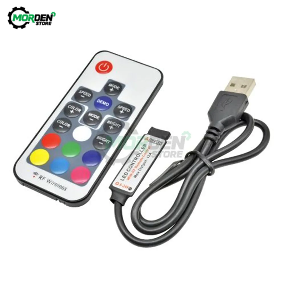 5V 12V LED RGB IR RF Remote Dimmer Controller 5V 12V USB LED SDM3528 Strip Light 3 Key 17 Key 24 Key LED RGB Wireless Controller