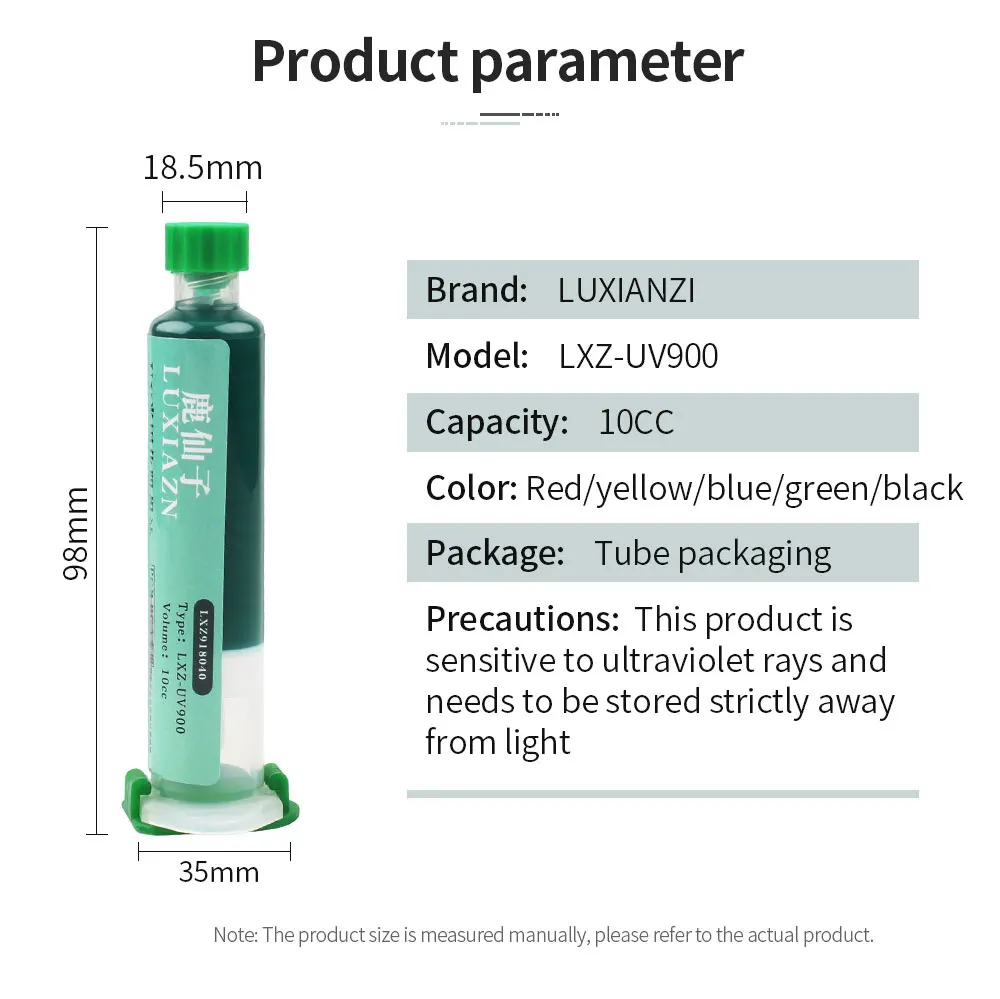 LUXIANZI 10ml UV Curing Solder Mask Ink 5 Color Green Oil For PCB BGA Circuit Board Soldering Paste Flux Insulating Protect