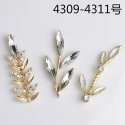 10pcs Gold Color Alloy Crystal Branch Charm Crystal Leaf Pendant for Wedding DIY Handmade Fashion Clothing Jewelry making