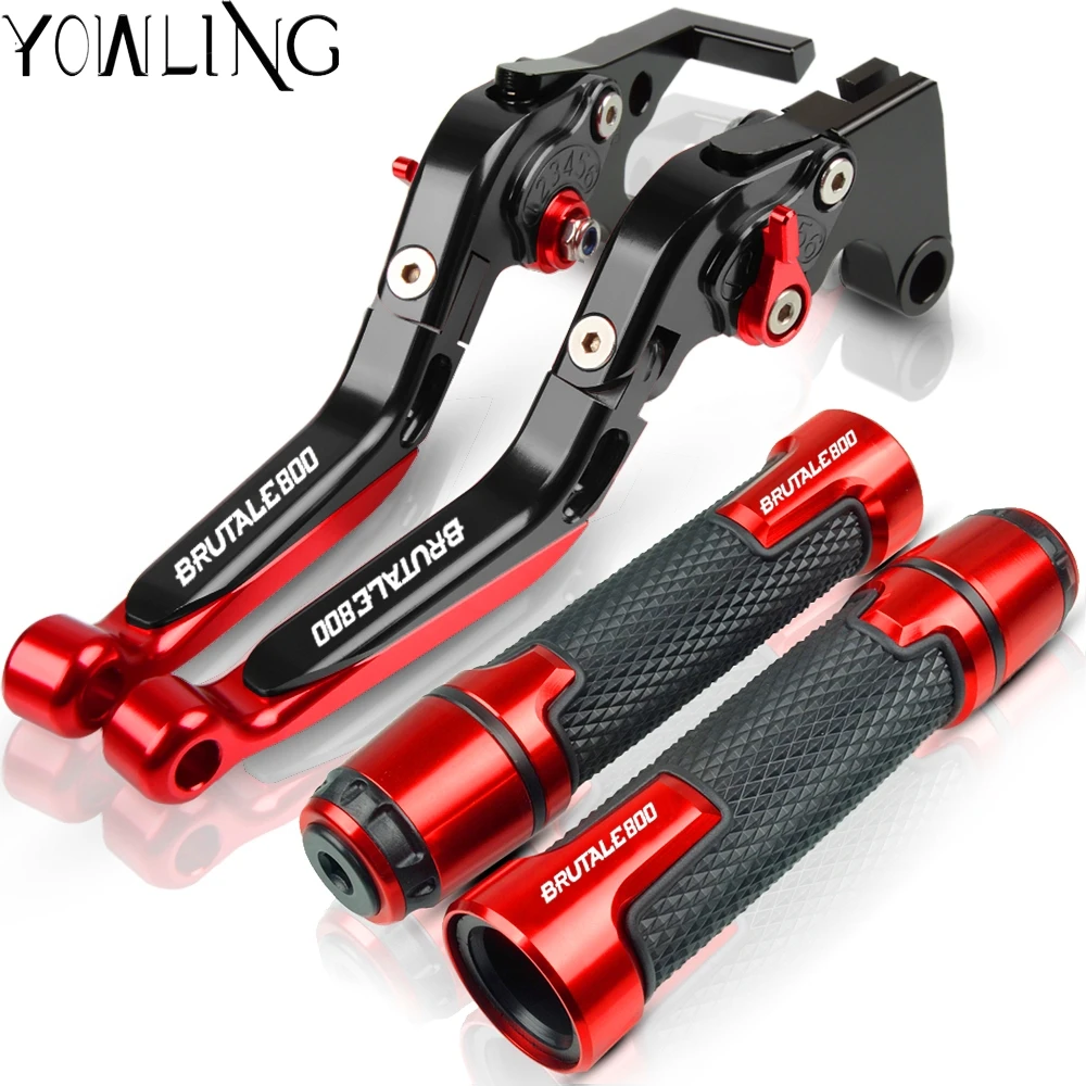 For MV Agusta Brutale 800 2013 2014 2015 Motorcycle Accessories Extendable Brake Clutch Levers and Handlebar Hand Grips ends