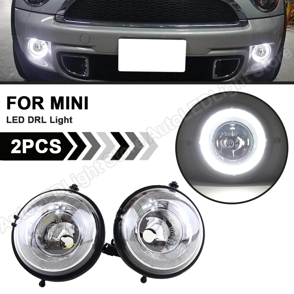 2Pcs LED DRL Halo Ring Daytime Running Light Fog Bumper Driving Lamp High Power For Mini Cooper R55 R56 R57 R58 R59 R60 R61