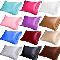 Silk Satin Pillowcase Comfortable 48x74cm Pure Emulation Pillow Cover Pillowcase For Bed Throw Single Pillow Covers
