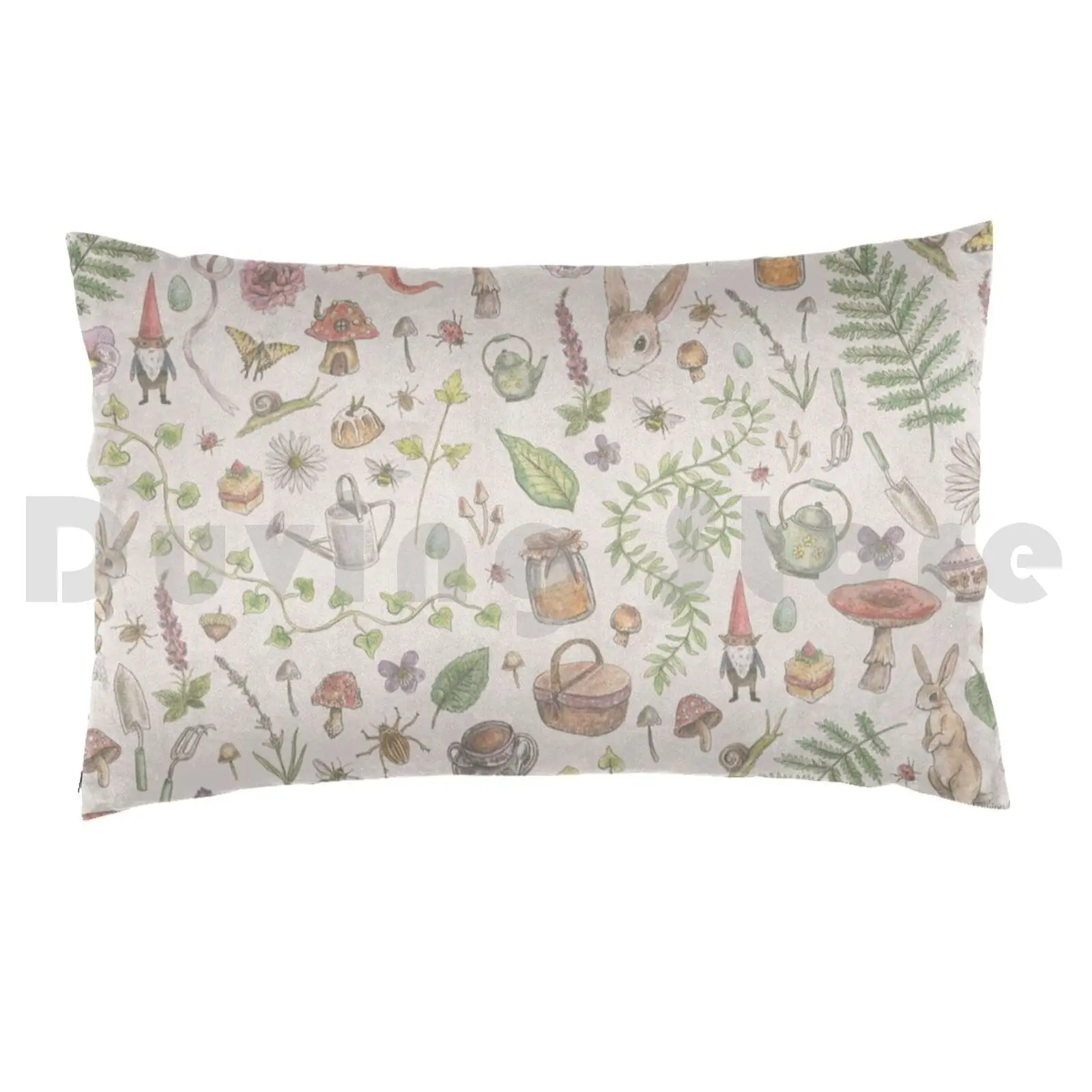 Cottagecore-Faded Pink Pillow Case Printed 50x75 Fae Garden Cottage Cottagecore Magic Gnome Witch Herbs