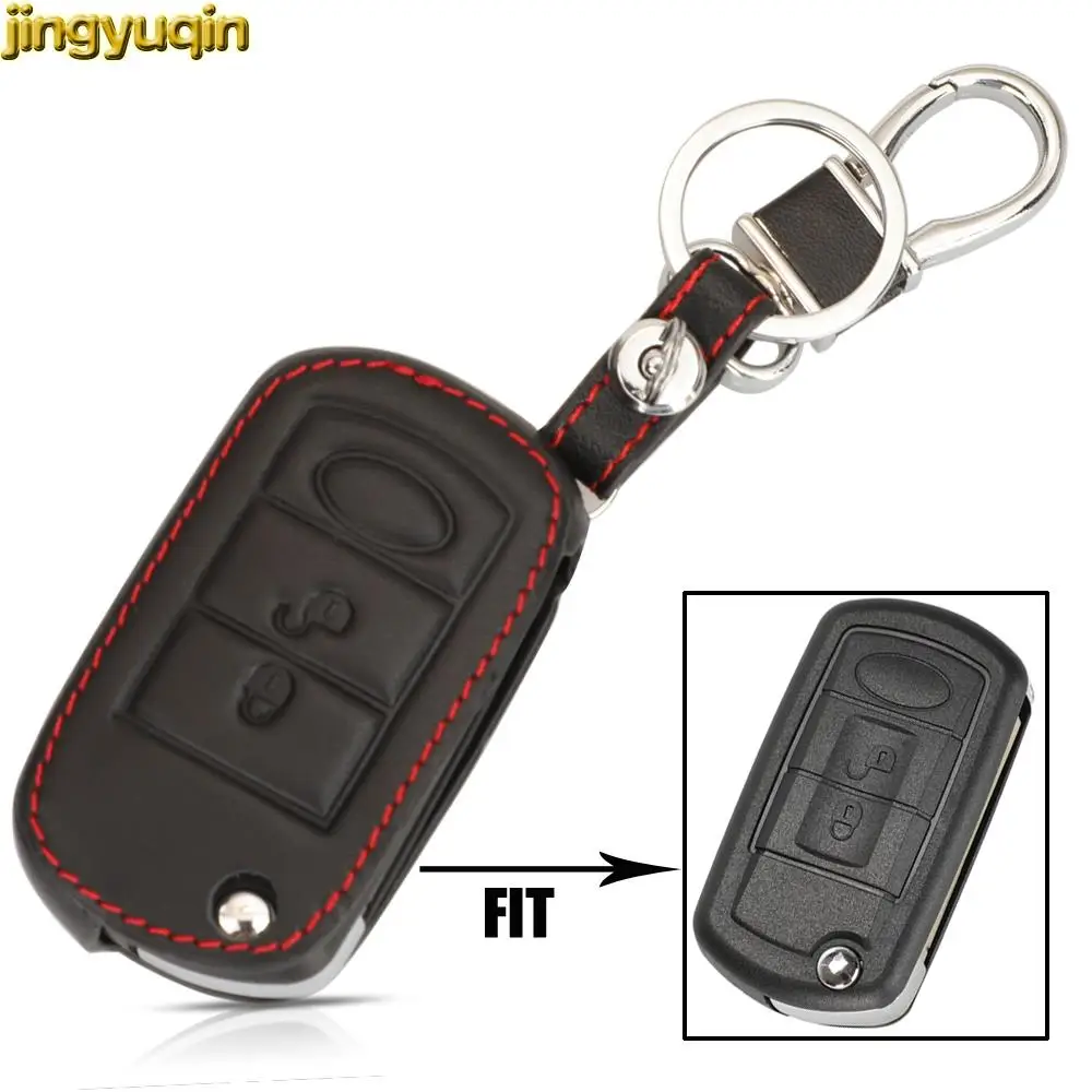 

Jingyuqin 3 Buttons Remote Flip Car Key Case Fob Styling Shell Cover Leather For Land Rover Range Rover Sport LR3 Discovery