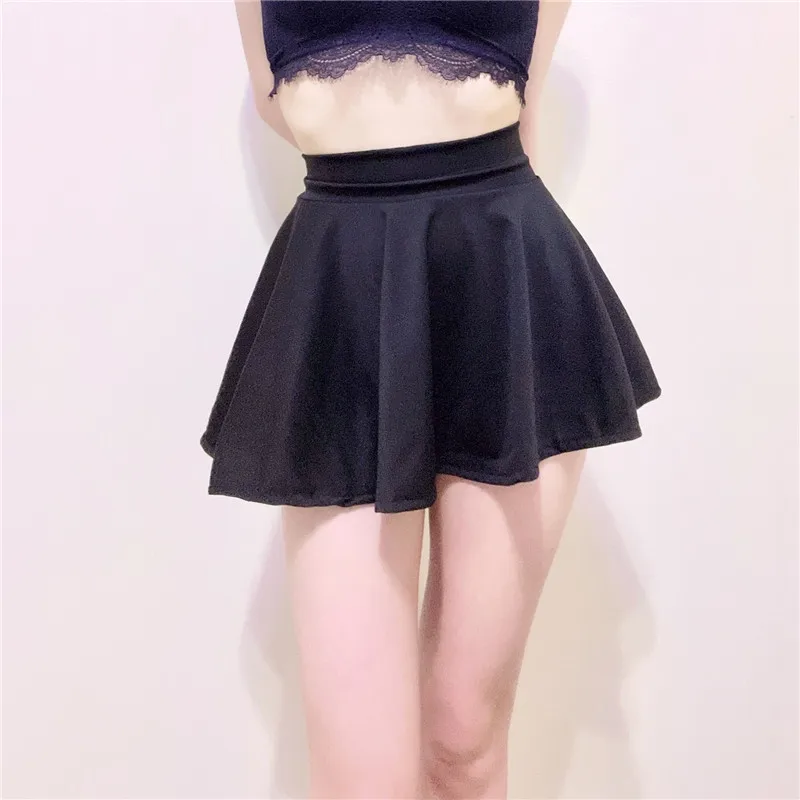 Women High Waist Pleated Skirt Sweet Cute Dance Tennis Skirt Cosplay Basic Black White Mini Skirts Female Short Outfit