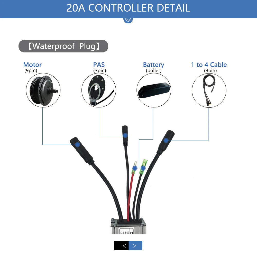 KUNTENG-Electric Bicycle Wheel Kit, Brushless E-bike Controller, Square Wave, 6 Mosfet, 24V, 250W, 20A